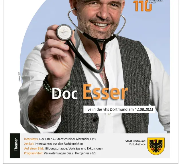 Das Cover der Zeitschrift vhs-vielseiter plus für das zweite Halbjahr 2023 von der Volkshochschule Dortmund.