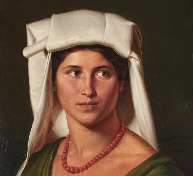 Theobald von Oer, Bildnis einer Italienerin, 1837, Öl auf Pappe