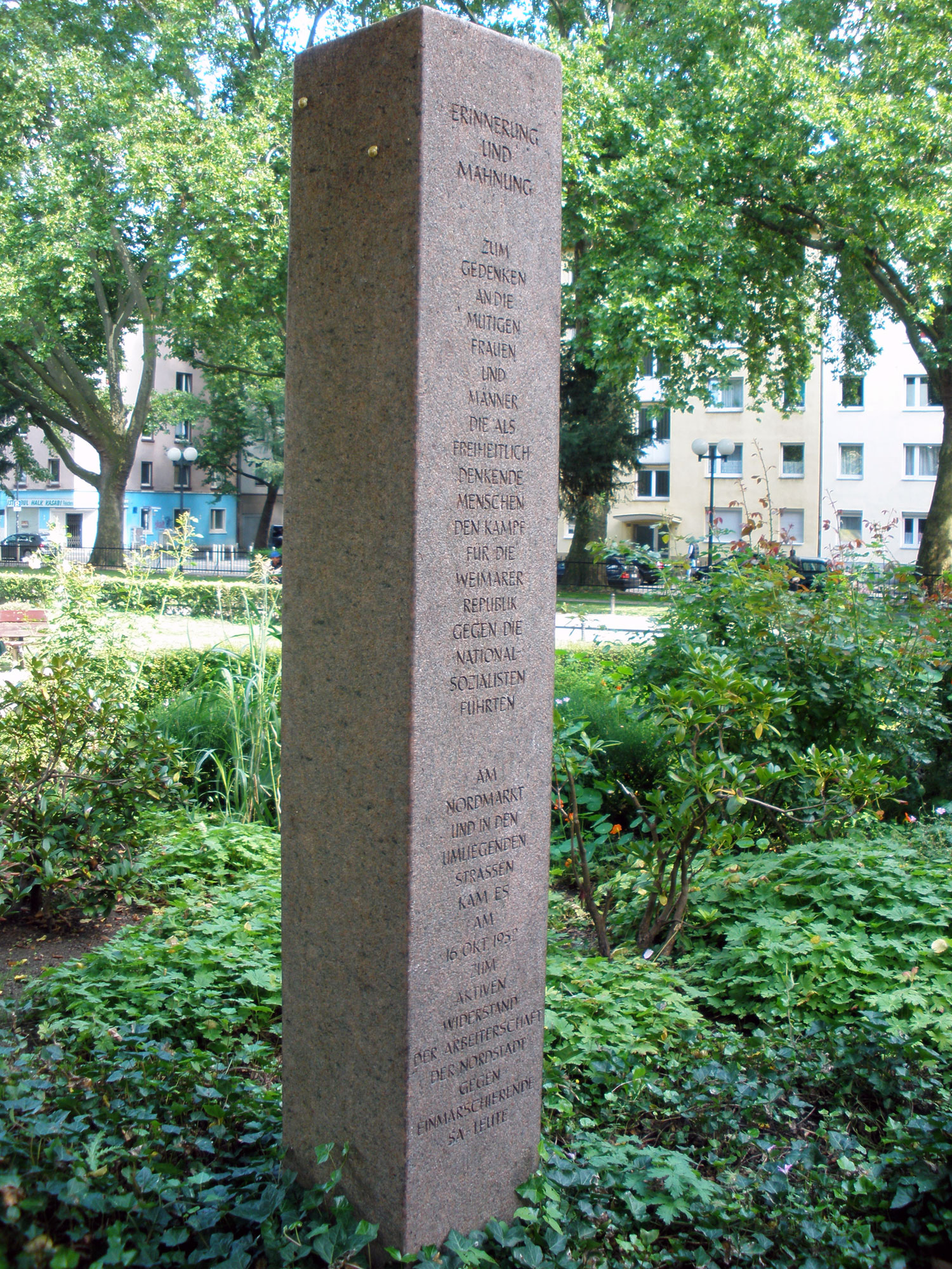 Gedenkstein für Widerstandskämpfer gegen die NS