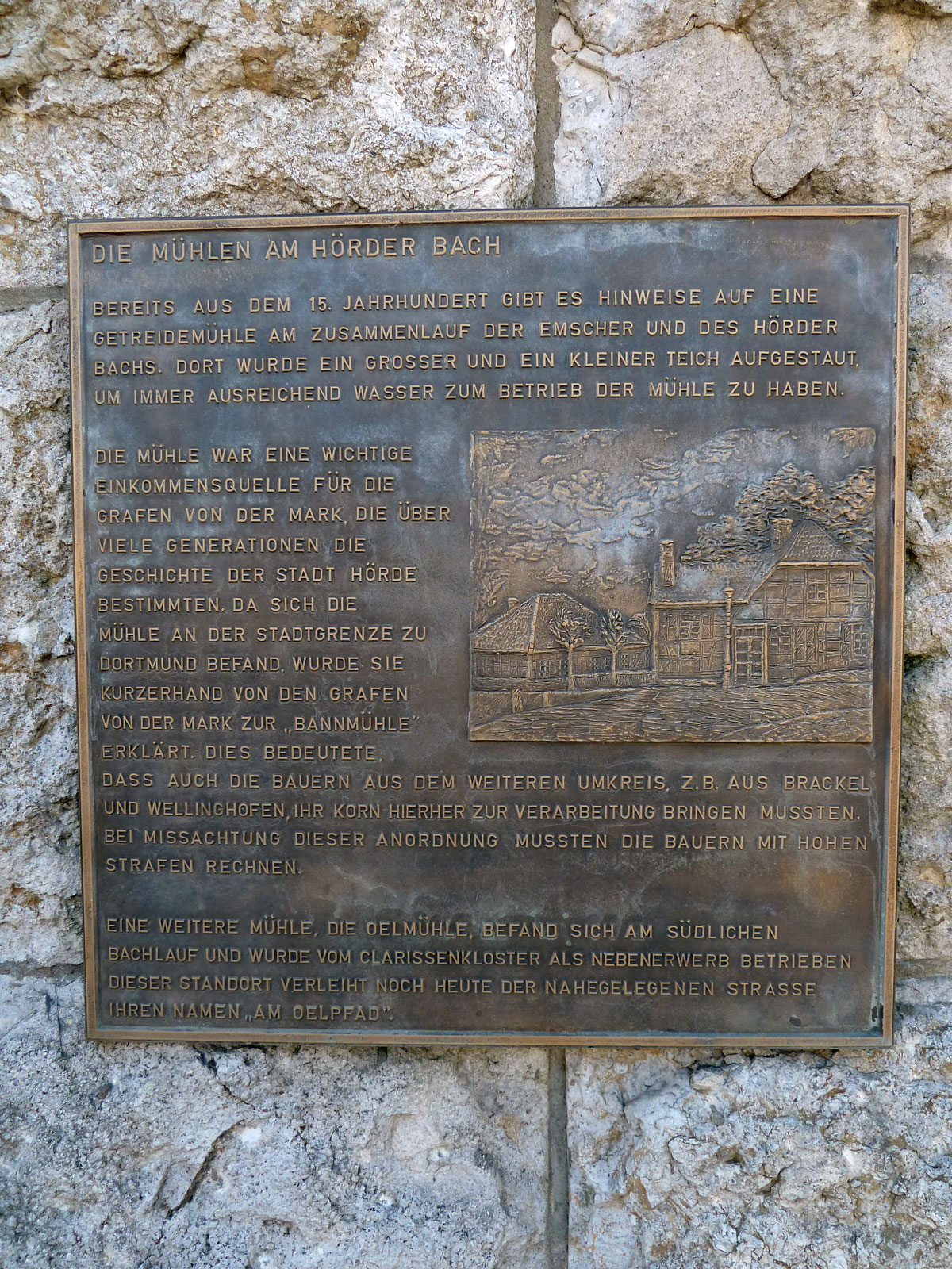 Gedenktafel Mühlen am Hörder Bach