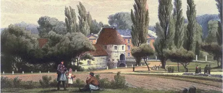 Ein Bild des Schlosses Brünninghausen von 1850