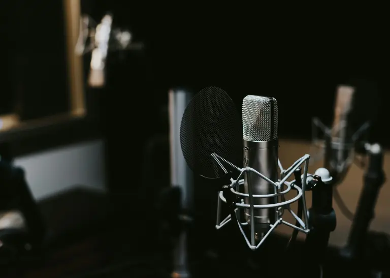 Mikrofon in Tonstudioumgebung.
