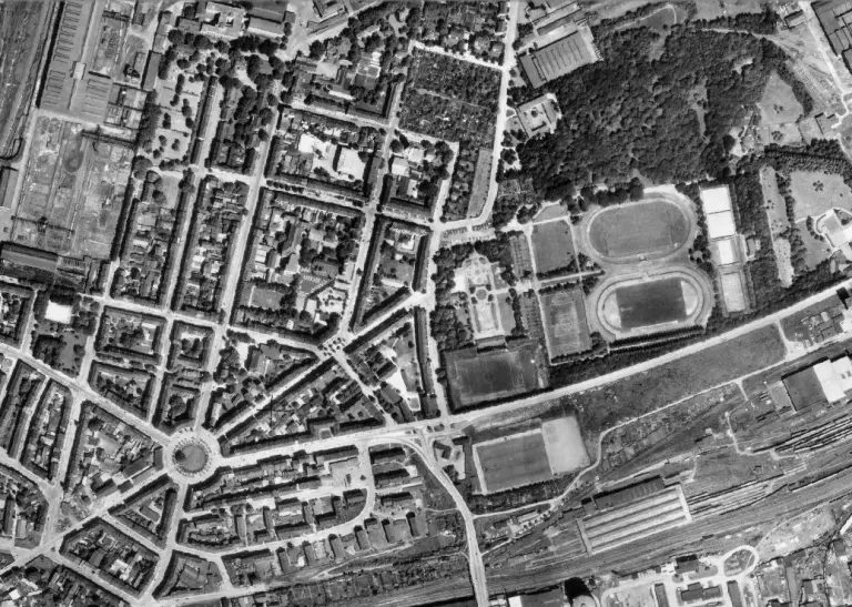 Luftbild des Hoeschparks aus dem Jahr 1969